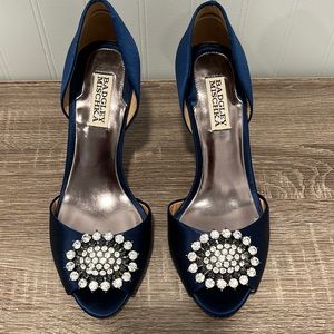 Badgley Mischka Blue Satin Shoes, 7.5